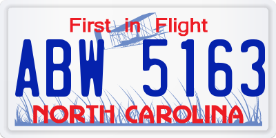 NC license plate ABW5163