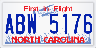 NC license plate ABW5176