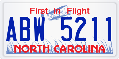 NC license plate ABW5211