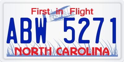 NC license plate ABW5271