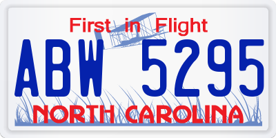 NC license plate ABW5295