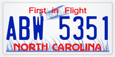 NC license plate ABW5351