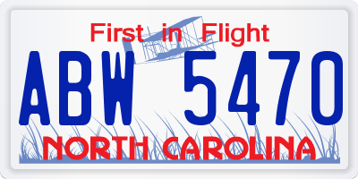 NC license plate ABW5470