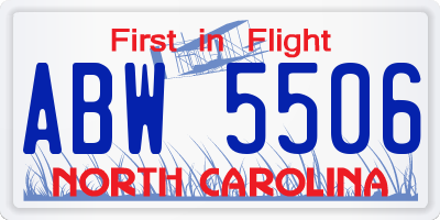 NC license plate ABW5506