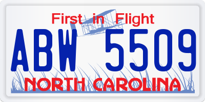 NC license plate ABW5509