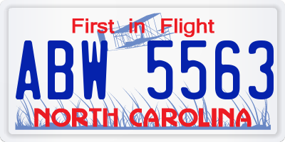 NC license plate ABW5563