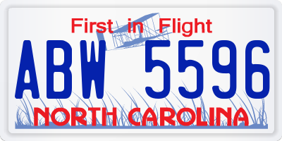 NC license plate ABW5596