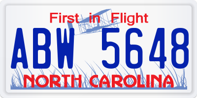 NC license plate ABW5648