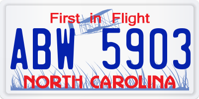 NC license plate ABW5903