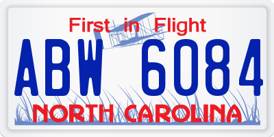 NC license plate ABW6084