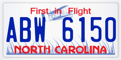 NC license plate ABW6150