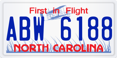 NC license plate ABW6188