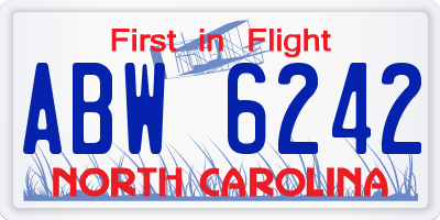 NC license plate ABW6242