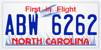 NC license plate ABW6262