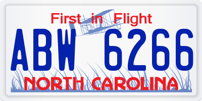 NC license plate ABW6266