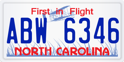 NC license plate ABW6346