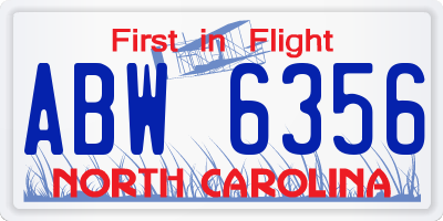 NC license plate ABW6356