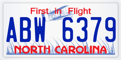 NC license plate ABW6379