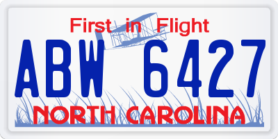 NC license plate ABW6427