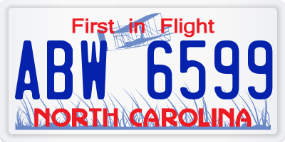 NC license plate ABW6599