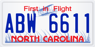 NC license plate ABW6611