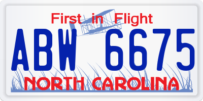 NC license plate ABW6675