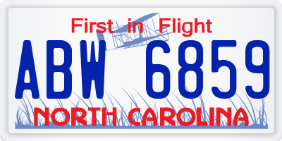 NC license plate ABW6859