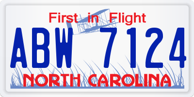 NC license plate ABW7124