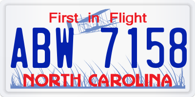 NC license plate ABW7158