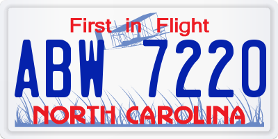 NC license plate ABW7220