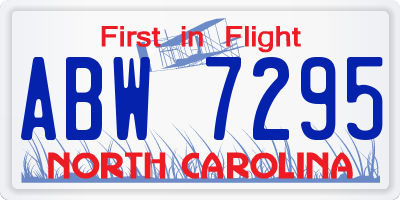 NC license plate ABW7295