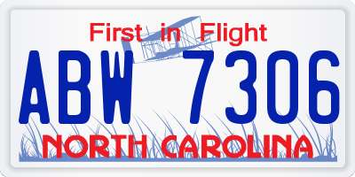 NC license plate ABW7306