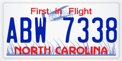 NC license plate ABW7338