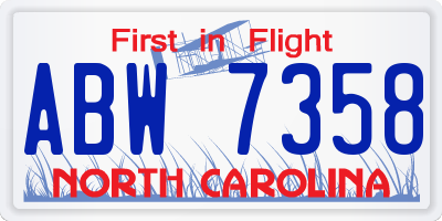 NC license plate ABW7358
