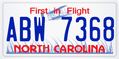 NC license plate ABW7368