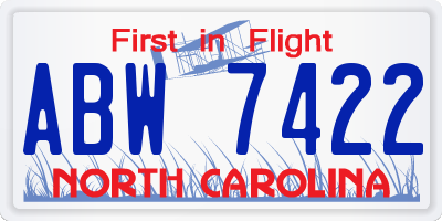 NC license plate ABW7422