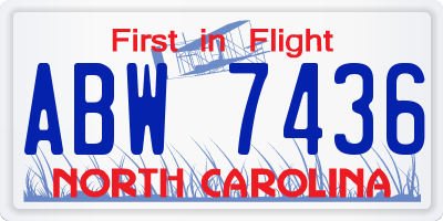 NC license plate ABW7436