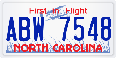 NC license plate ABW7548