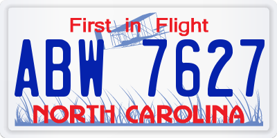 NC license plate ABW7627