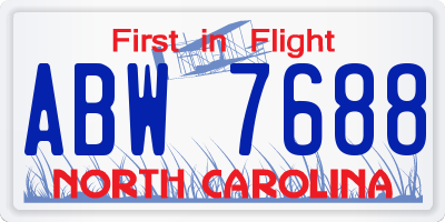 NC license plate ABW7688