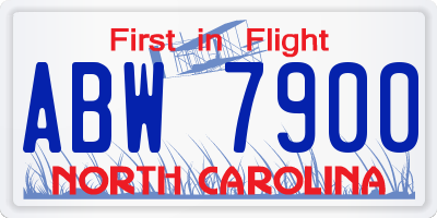 NC license plate ABW7900