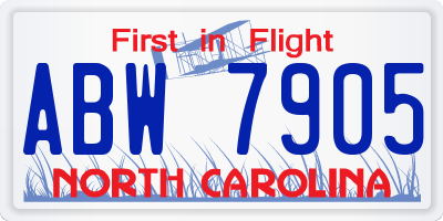 NC license plate ABW7905