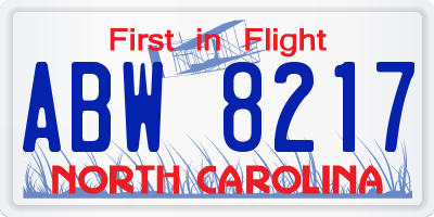 NC license plate ABW8217