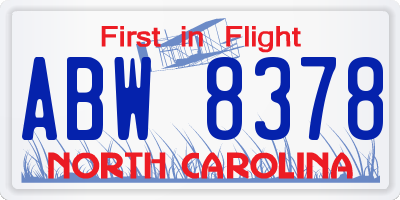 NC license plate ABW8378