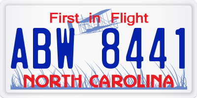 NC license plate ABW8441