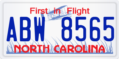 NC license plate ABW8565