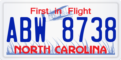 NC license plate ABW8738