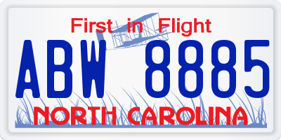 NC license plate ABW8885