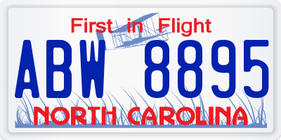NC license plate ABW8895