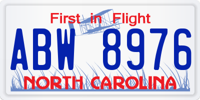 NC license plate ABW8976